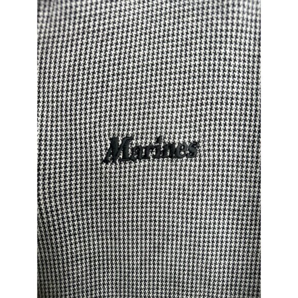 La Loving Marines Embroidered Polo Shirt    Houndstooth Pattern Blue White Sz L - Picture 3 of 6